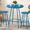 Best Choice Products 3-Piece Steel Patio Bar Height Round Bistro Set w/ Backless Stools, Slatted Design